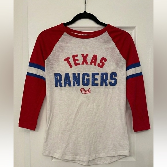 PINK Victoria's Secret Tops - Texas Rangers Baseball Shirt | Sporty-Prep Blokecore Raglan | PINK VS XS